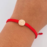 Pulsera Tejida Roja San Benito 0.6gr / Oro Rosa 18K &