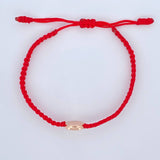 Pulsera Tejida Roja San Benito 0.6gr / Oro Rosa 18K &