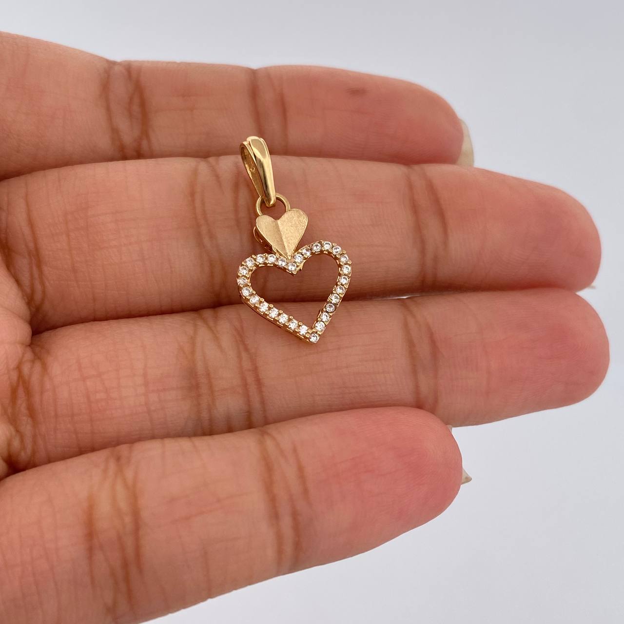 Dije Sileta Corazon Doble 1gr / 2.2cm-Oro Amarillo 18K &
