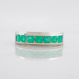 Anillo Carril Rectangular Esmeraldas 1.05pts 3.4g / T9 Plata 950