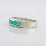 Anillo Carril Rectangular Esmeraldas 1.05pts 3.4g / T9 Plata 950
