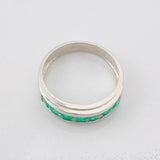 Anillo Carril Rectangular Esmeraldas 1.05pts 3.4g / T9 Plata 950