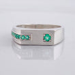 Anillo Carril Rectangular Esmeraldas 21pts 4.25g / T11 1/2 Plata 925