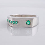 Anillo Carril Rectangular Esmeraldas 21pts 4.25g / T11 1/2 Plata 925