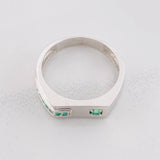 Anillo Carril Rectangular Esmeraldas 21pts 4.25g / T11 1/2 Plata 925