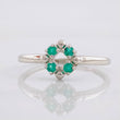 Anillo Circulo Floreado Esmeraldas 10pts 1 g / T6 3/4 Plata 950