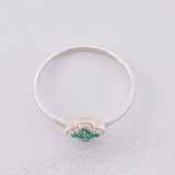 Anillo Flor Trebol Esmeraldas 13pts 1.2g / T9 1/2 Plata 925