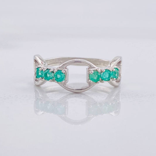 Anillo Lazo Infinito Esmeraldas 26pts 1.5g / T6 Plata 950
