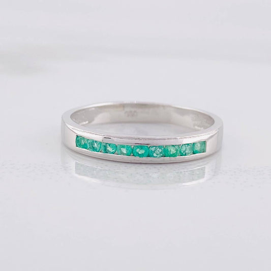 Anillo Carril Chispas Esmeraldas 30pts 1.9 g / T9 1/4 Plata 950