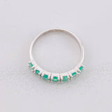 Anillo Carril Tupido Esmeraldas 47pts 1.55g / T7 1/2 Plata 950