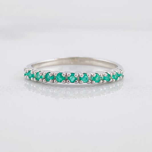 Anillo Carril Lineal Esmeraldas 20pts 1.35g / T8 1/4 Plata 950