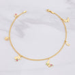 Tobillera Aro Seguido Doble Dijes Colgantes 5.45g / 28.2cm / 2.2mm Oro Amarillo 18K