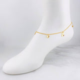 Tobillera Aro Seguido Doble Dijes Colgantes 5.45g / 28.2cm / 2.2mm Oro Amarillo 18K