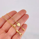 Pulso Aro Seguido Doble Dijes Colgantes 3.6g / 19.7cm / 2.2mm Oro Amarillo 18K