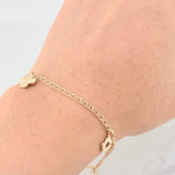 Pulso Aro Seguido Doble Dijes Colgantes 3.6g / 19.7cm / 2.2mm Oro Amarillo 18K