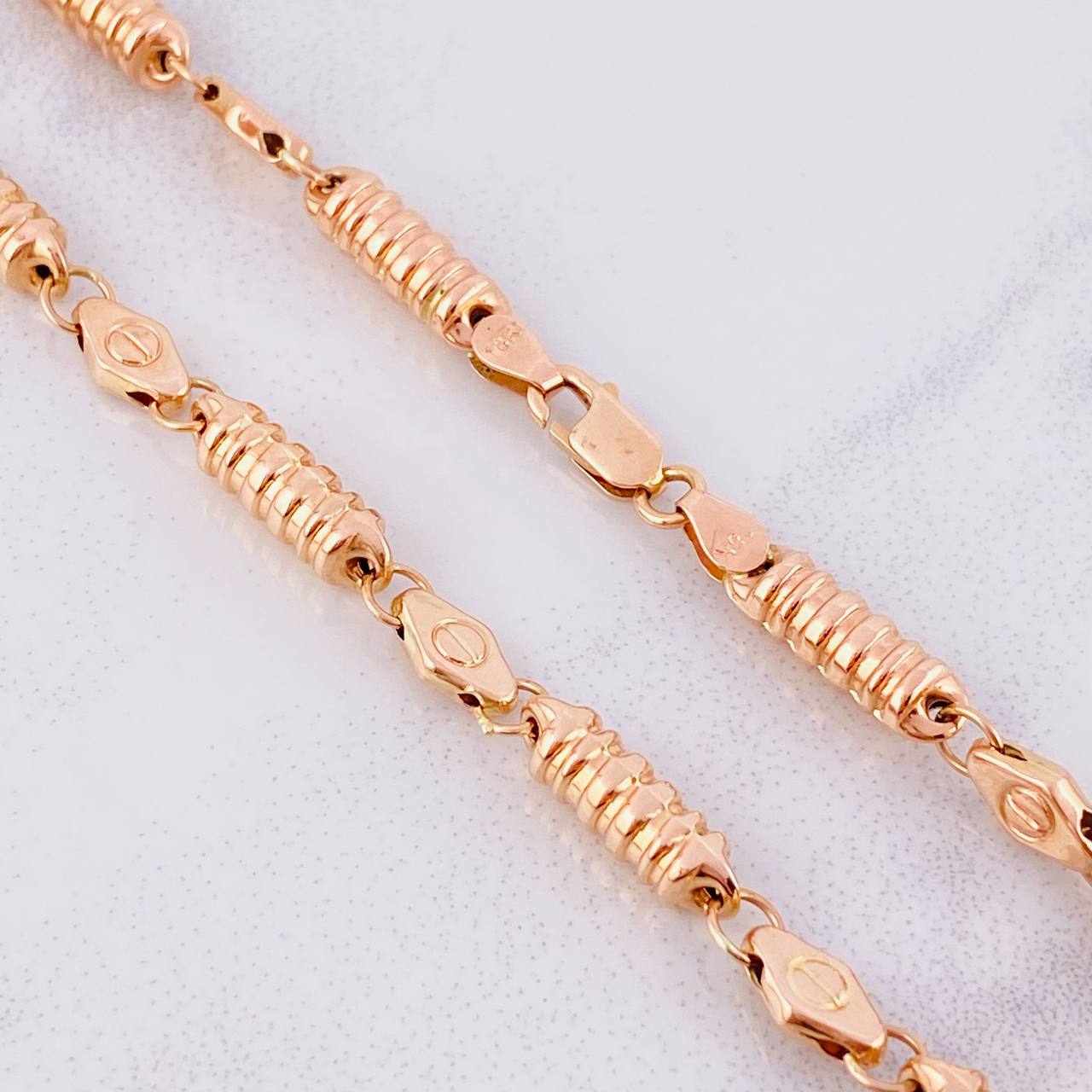 Cadena Rustica Barril Tornillo 17.55g / 65cm / 5mm Oro Rosa 18K