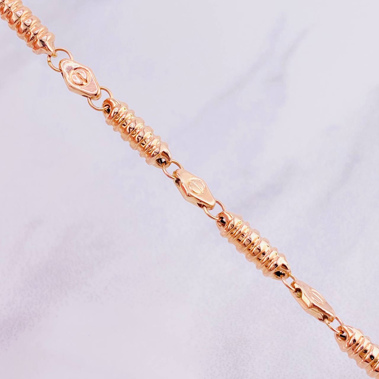 Cadena Rustica Barril Tornillo 17.55g / 65cm / 5mm Oro Rosa 18K