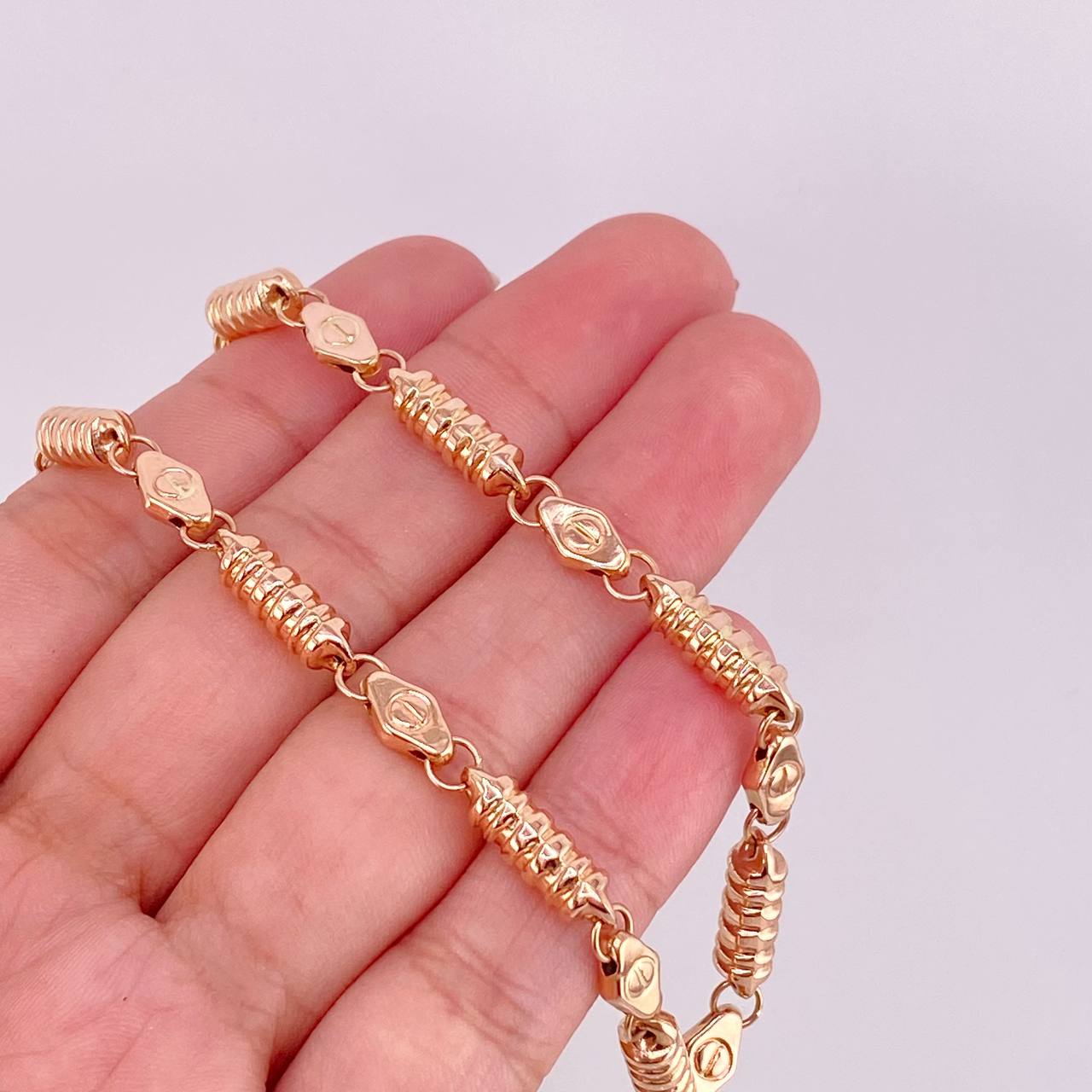 Cadena Rustica Barril Tornillo 17.55g / 65cm / 5mm Oro Rosa 18K