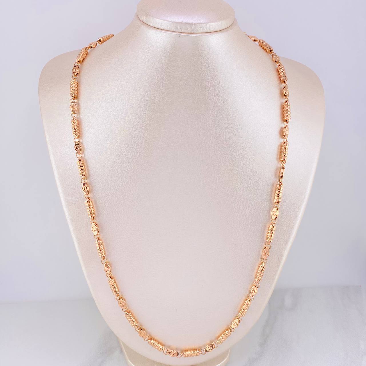 Cadena Rustica Barril Tornillo 17.55g / 65cm / 5mm Oro Rosa 18K