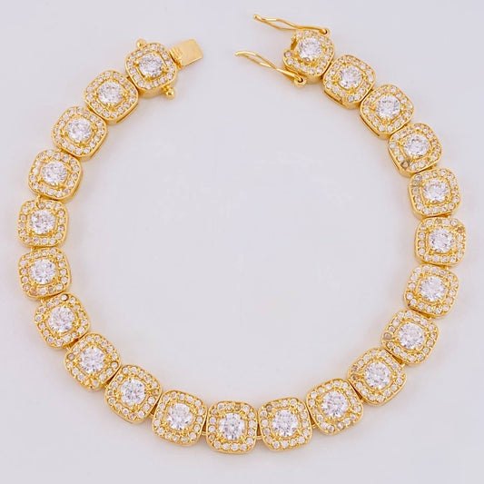 Pulso Tennis Tupido 21.9g / 18.5cm / 8mm Dos Oros Amarillo Blanco 18K