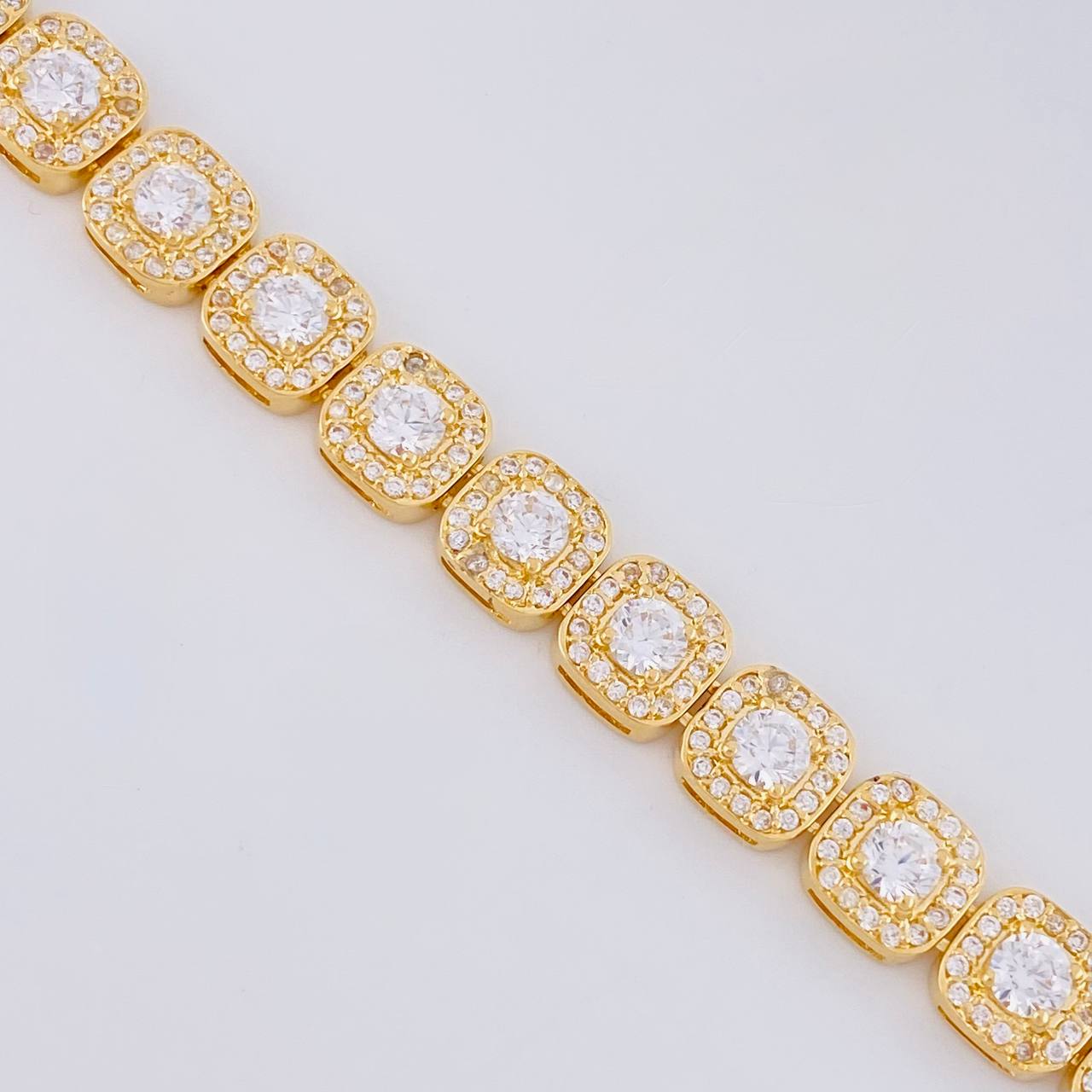 Pulso Tennis Tupido 21.9g / 18.5cm / 8mm Dos Oros Amarillo Blanco 18K