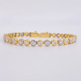 Pulso Tennis Burbuja 13.6g / 18.5cm / 4.9mm Dos Oros Amarillo Blanco 18K