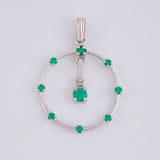 Dije Aro Colgante 2.95gr / 3.5cm / Esmeraldas 55pts Oro Blanco 18K (Joya)
