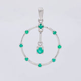 Dije Aro Colgante 2.95gr / 3.5cm / Esmeraldas 55pts Oro Blanco 18K (Joya)