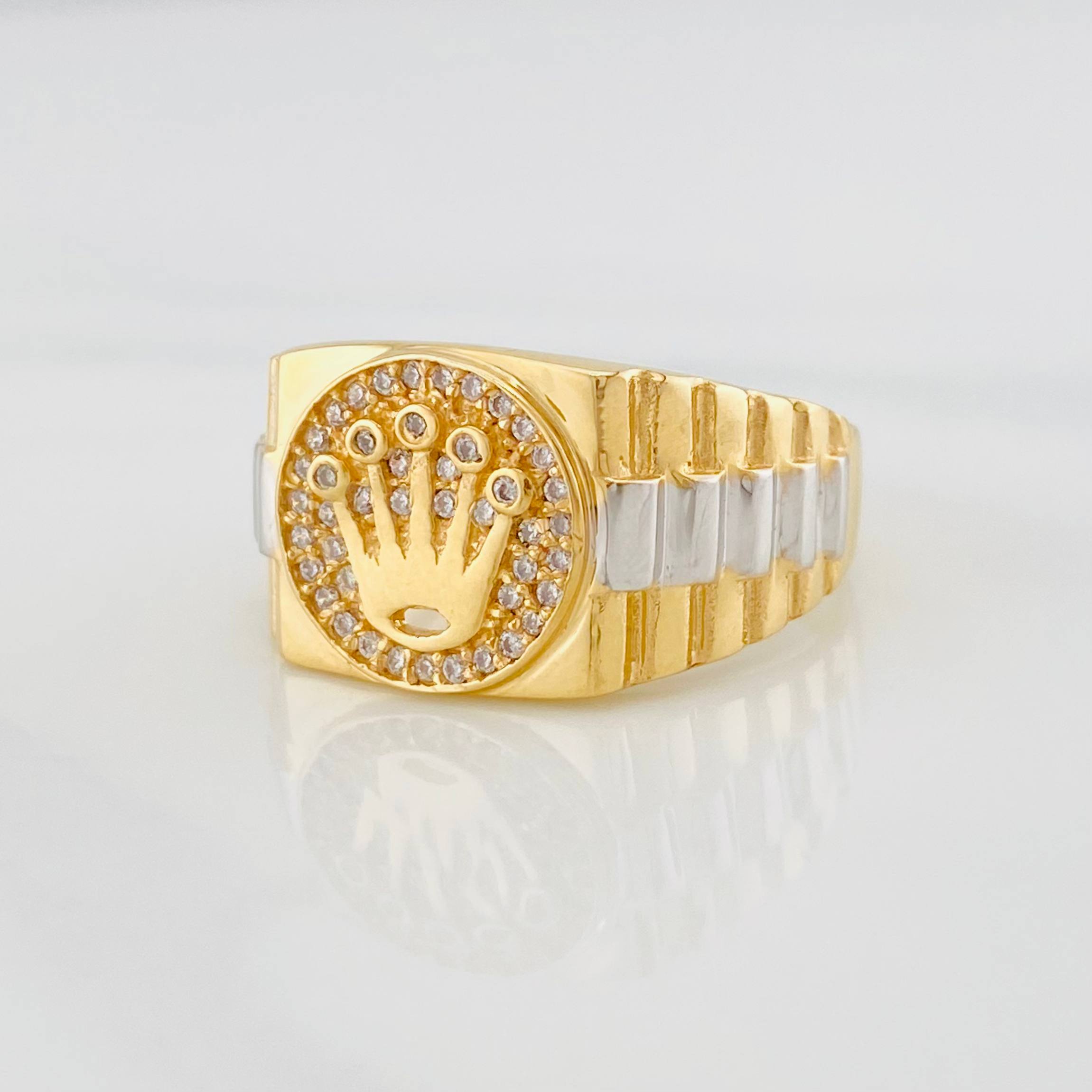 Anillo Corona 6.95g / T9 1/2 Dos Oros Amarillo Blanco 18K