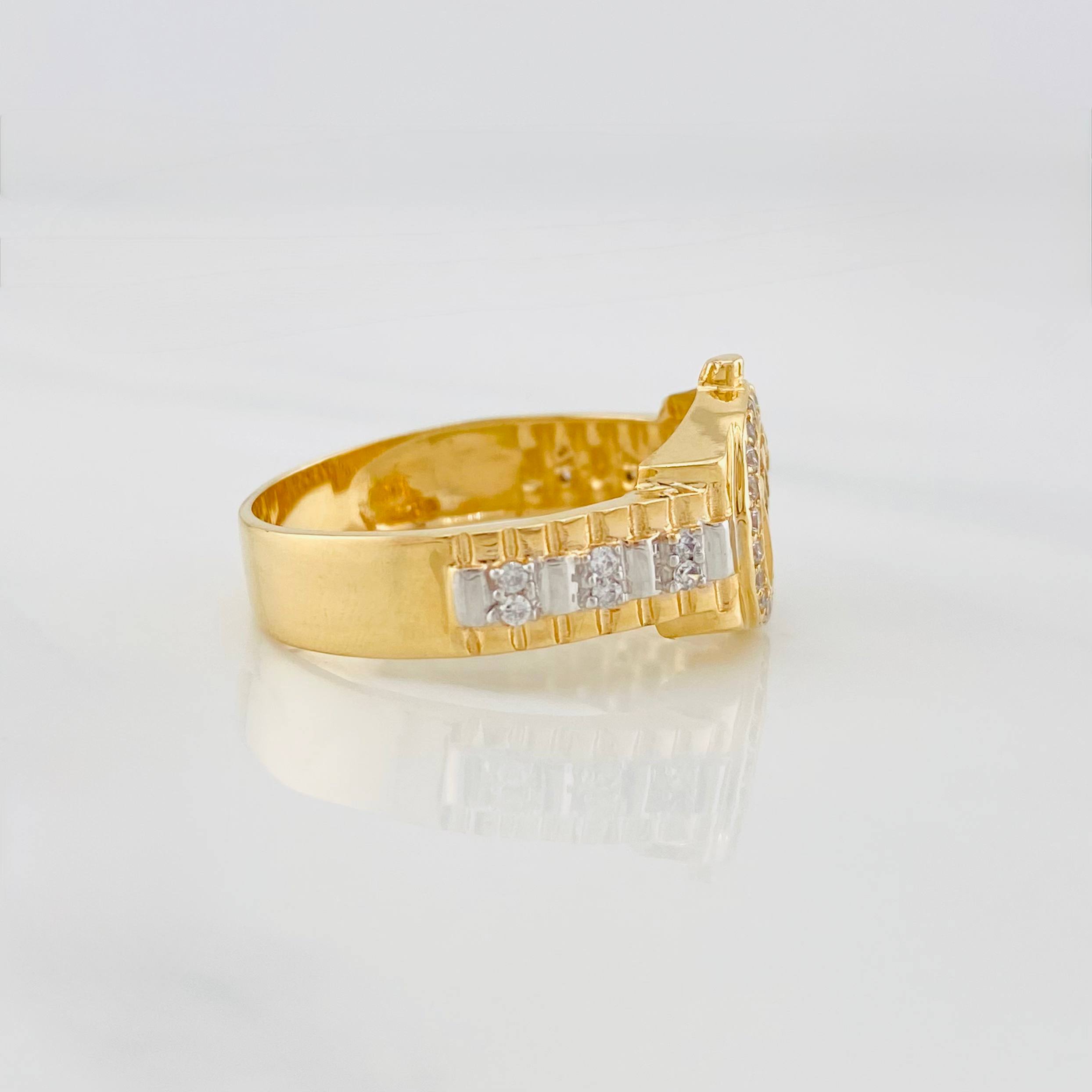 Anillo Corona 5.85g / T9 Dos Oros Amarillo Blanco 18K