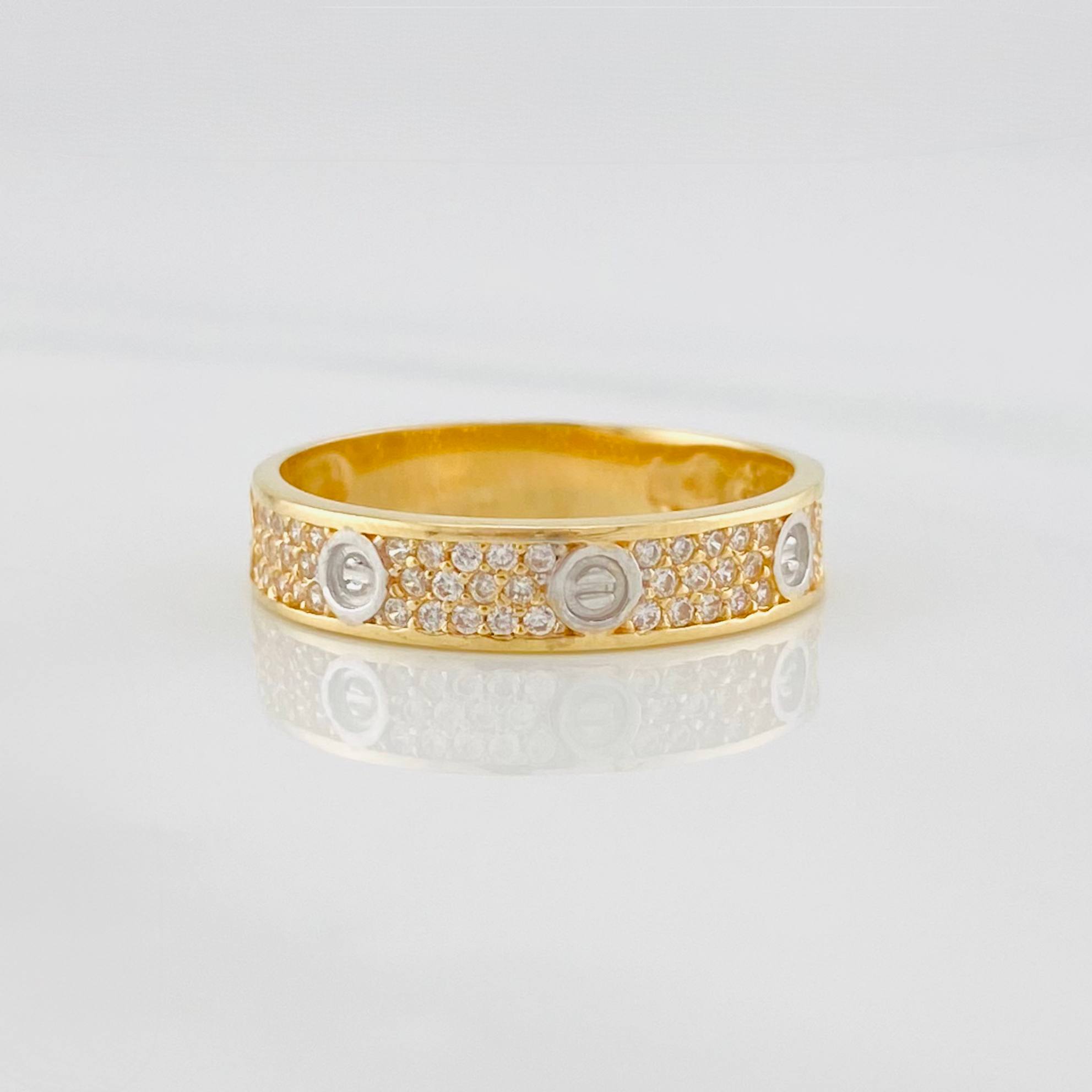 Anillo Argolla tornillo 2.55g / T7 Dos Oros Amarillo Blanco 18K