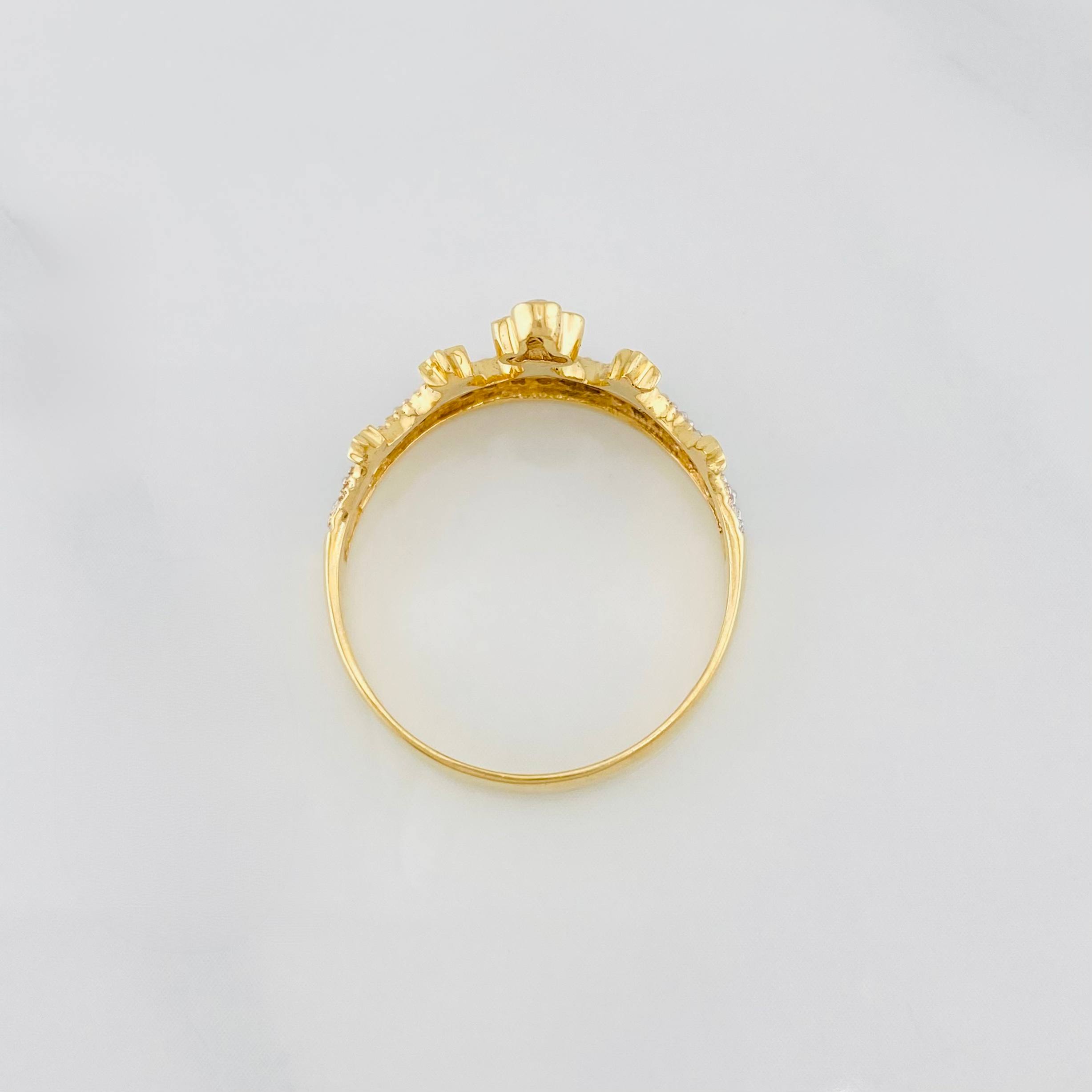 Anillo Corona princesa 2.85g / T7 3/4 Dos Oros Amarillo Blanco 18K