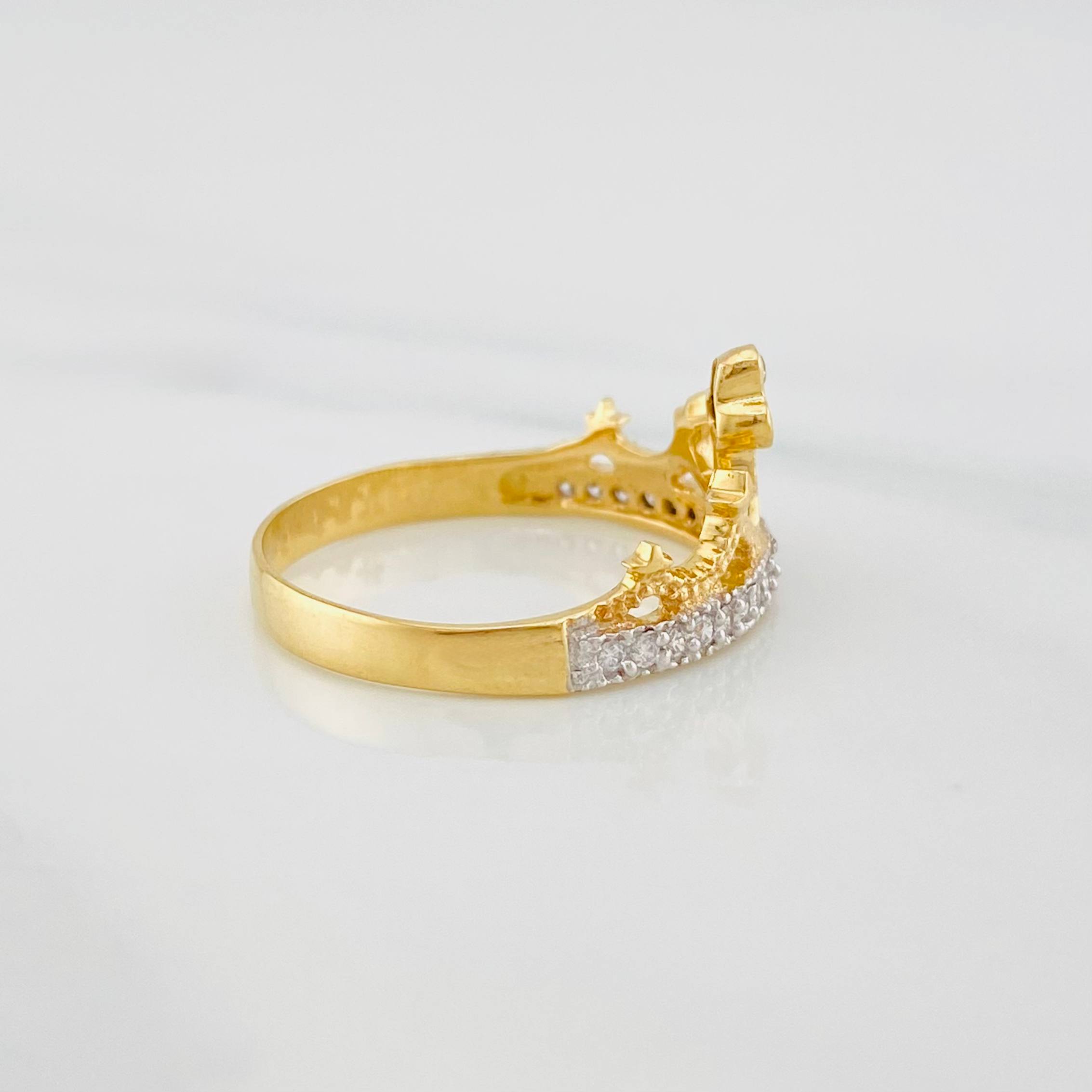 Anillo Corona princesa 2.85g / T7 3/4 Dos Oros Amarillo Blanco 18K