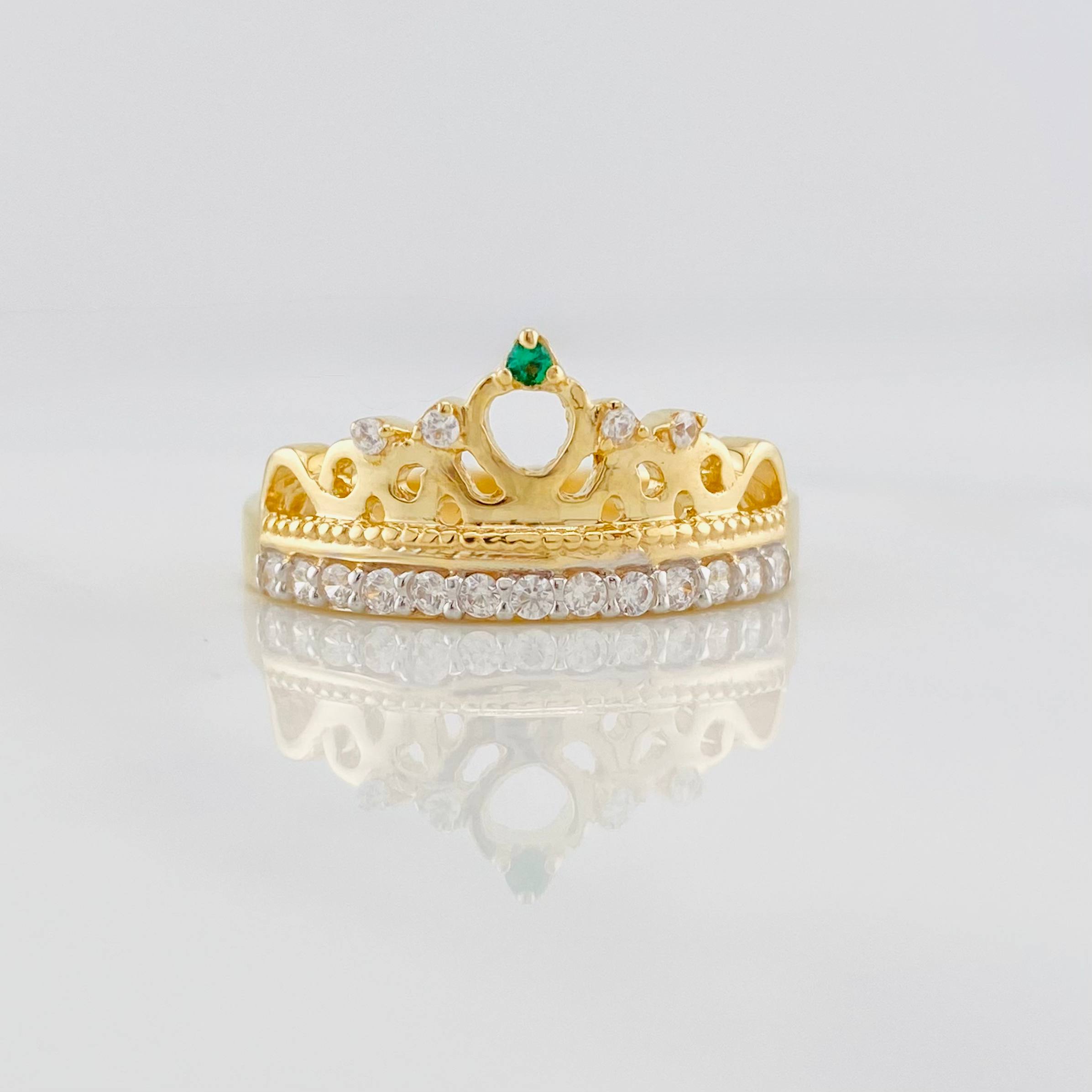 Anillo Corona princesa 3.9g / T7 Dos Oros Amarillo Blanco 18K