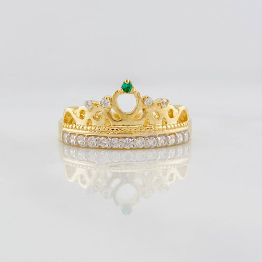 Anillo Corona princesa 3.9g / T7 Dos Oros Amarillo Blanco 18K