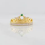 Anillo Corona princesa 3.9g / T7 Dos Oros Amarillo Blanco 18K