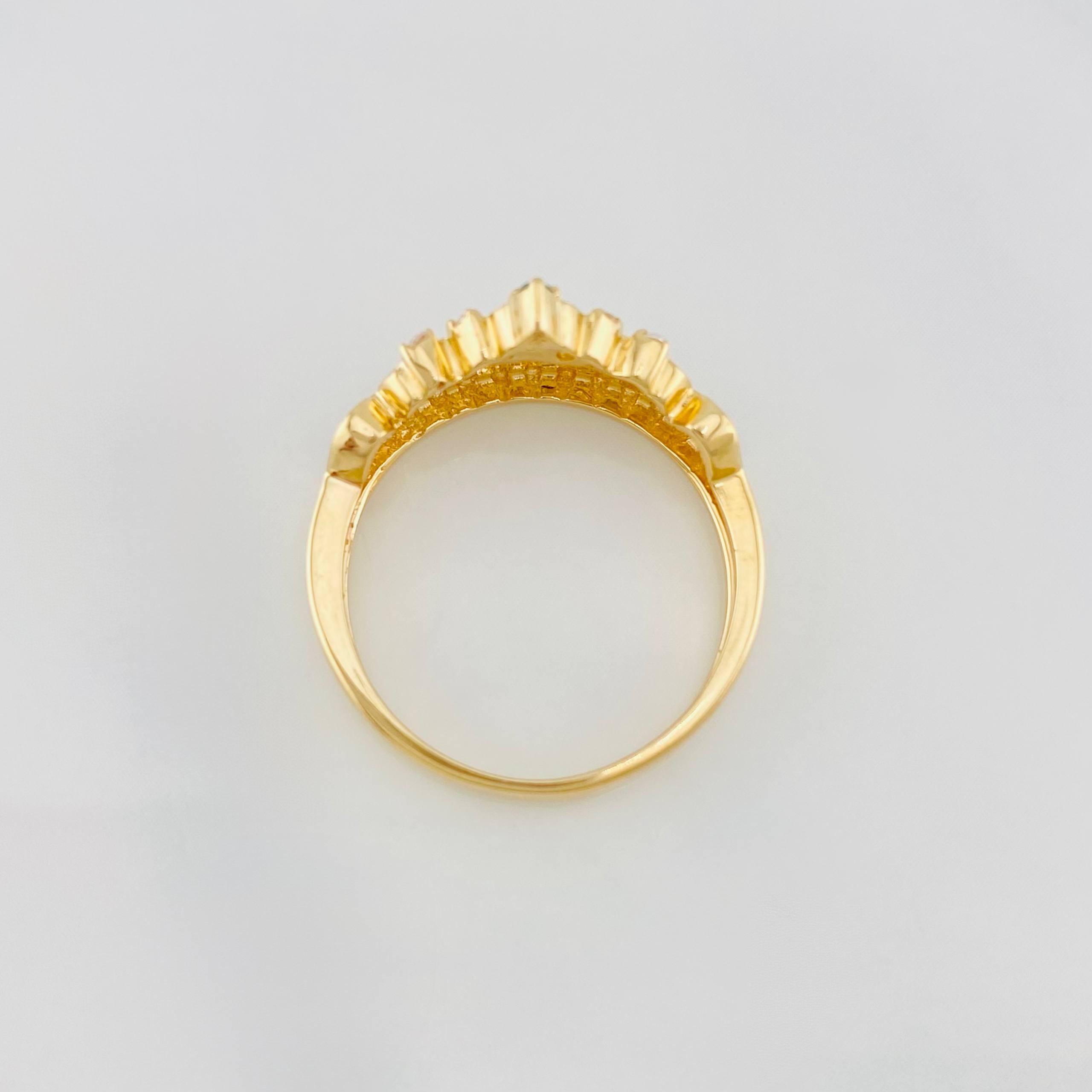 Anillo Corona princesa 3.9g / T7 Dos Oros Amarillo Blanco 18K