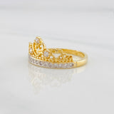Anillo Corona princesa 2.7g / T7 Dos Oros Amarillo Blanco 18K