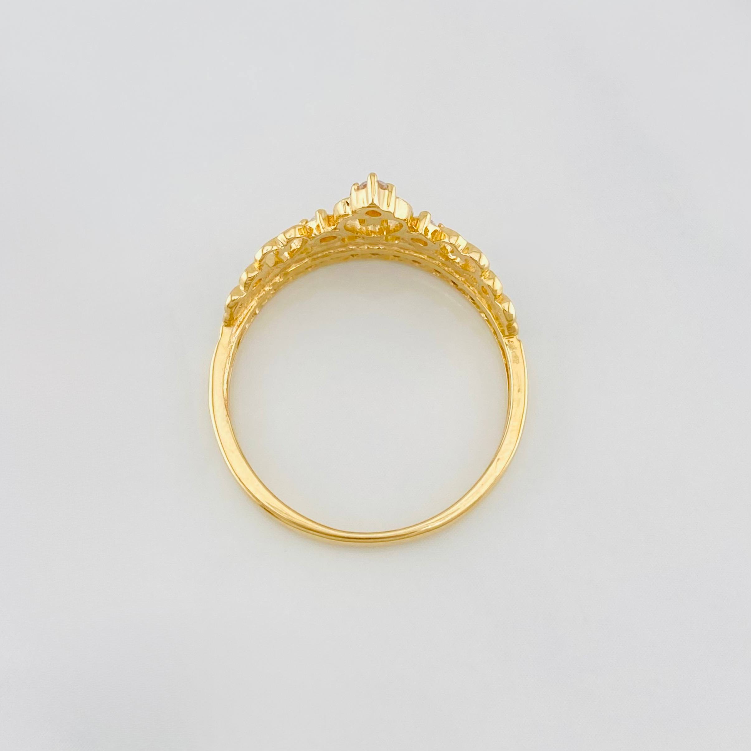 Anillo Corona princesa 2.7g / T7 Dos Oros Amarillo Blanco 18K