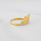 Anillo Corona princesa 2.7g / T7 Dos Oros Amarillo Blanco 18K