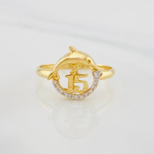 Anillo Delfin 15´s 1.95g / T6 1/4 Oro Amarillo 18K
