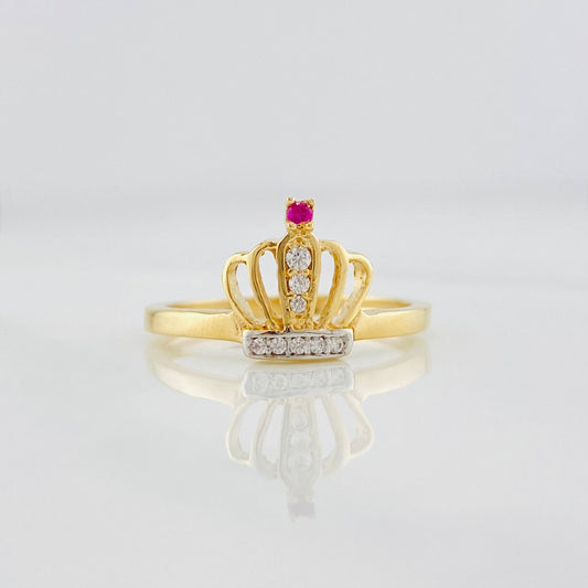Anillo Corona 1.95g / T6 Dos Oros Amarillo Blanco 18K