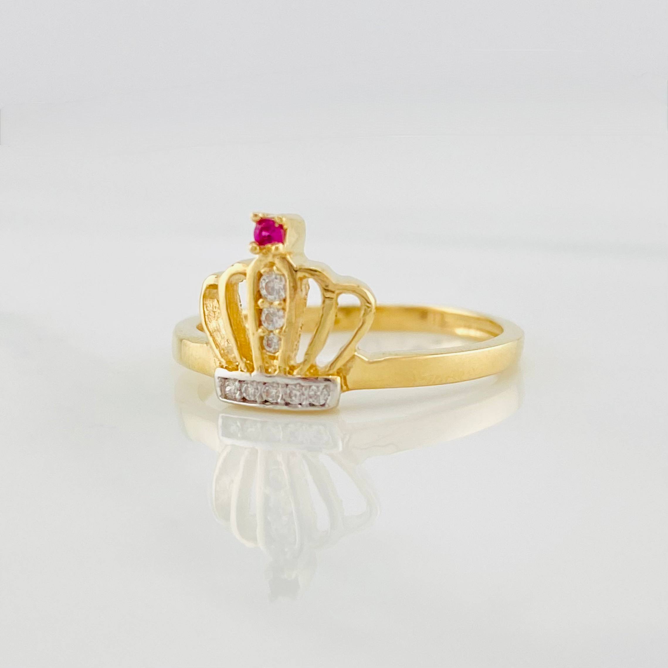 Anillo Corona 1.95g / T6 Dos Oros Amarillo Blanco 18K