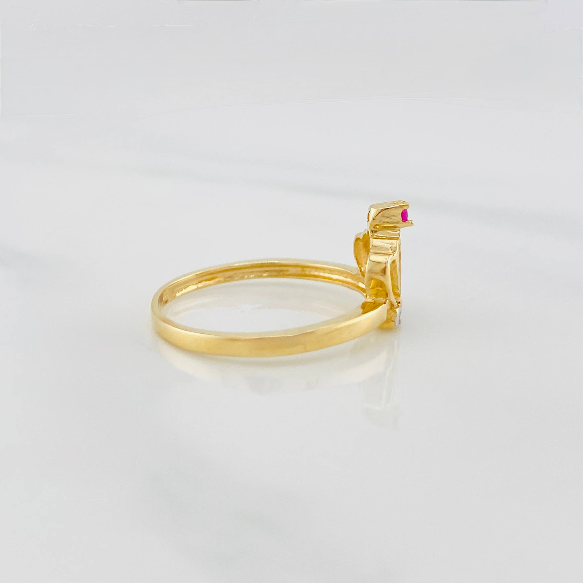 Anillo Corona 1.95g / T6 Dos Oros Amarillo Blanco 18K