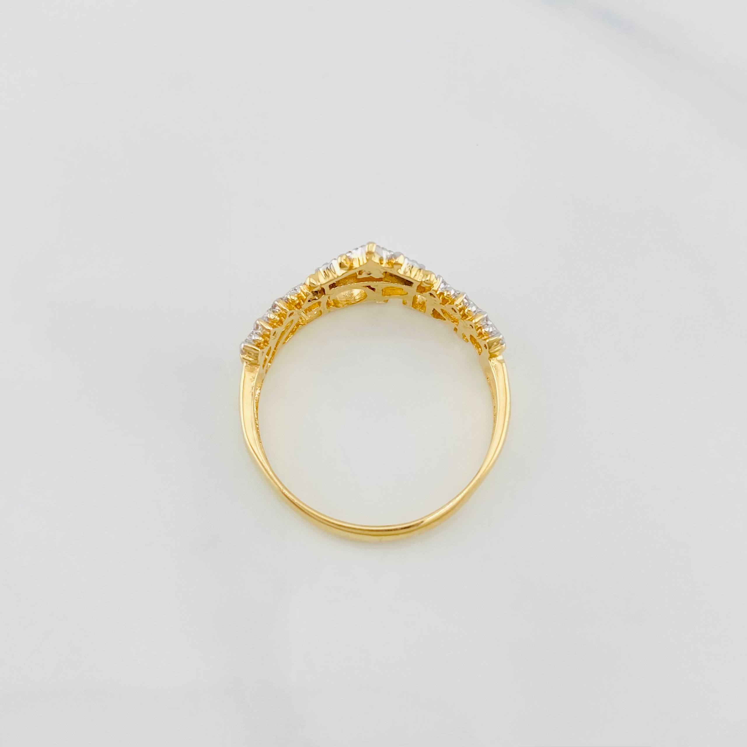 Anillo Corona princess 3.15g / T7 3/4 Dos Oros Amarillo Blanco 18K