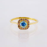 Anillo Halo Cuadrado 2.05gr / T7 3/4 / Oro Amarillo 18K