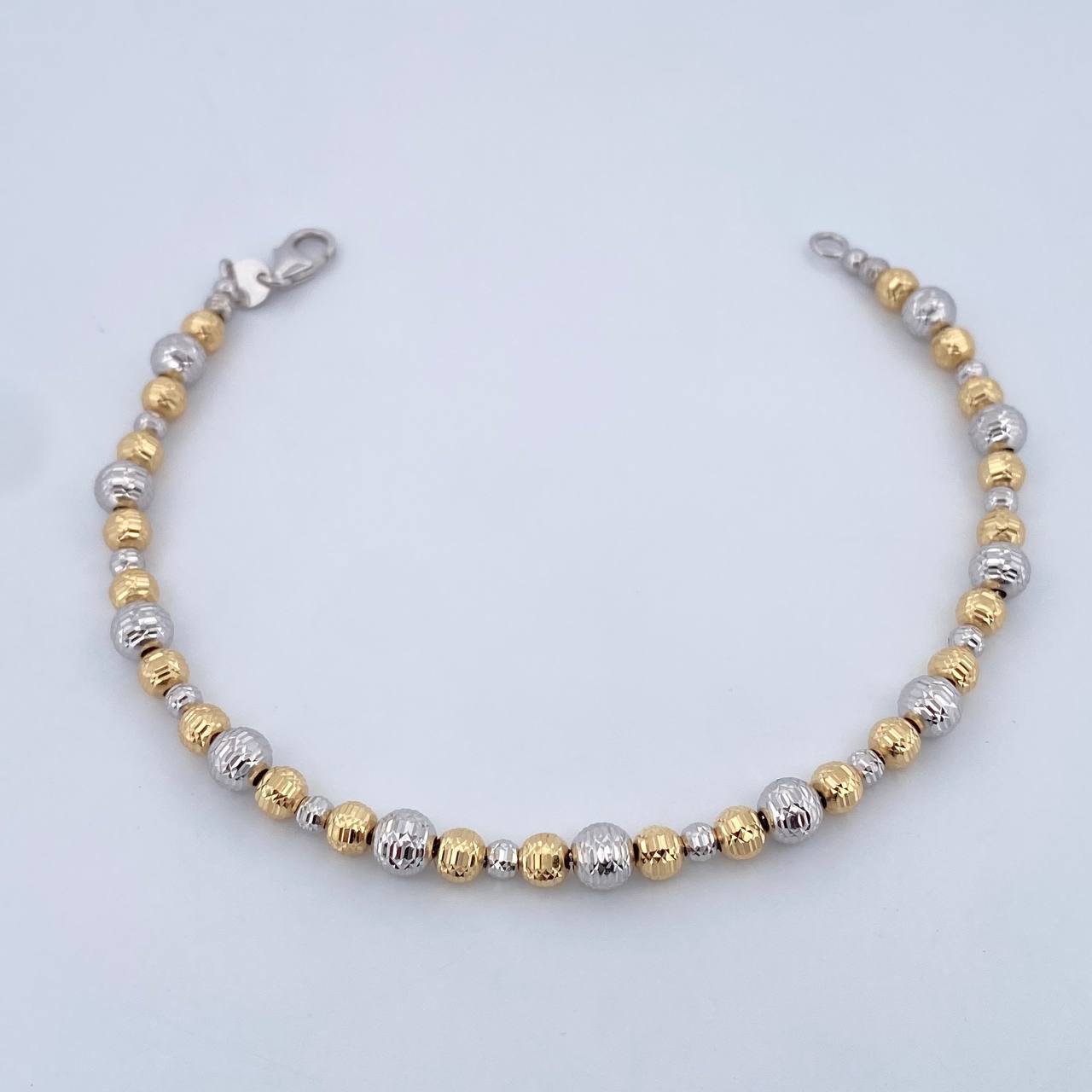 Pulso Tipo Militar 4.65gr / 19.2cm / 3mm-4mm-5mm Dos Oros Amarillo Blanco +0 18K $
