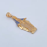 Dije Virgen Milagrosa 7.8gr / 5.2cm / Circones Azules Blancos Dos Oros Amarillo Blanco 18K &