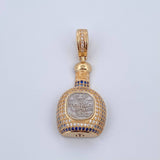 Dije Botella Don Julio 7.15gr / 4.3cm / Circones Azules Blancos Dos Oros Amarillo Blanco 18K &