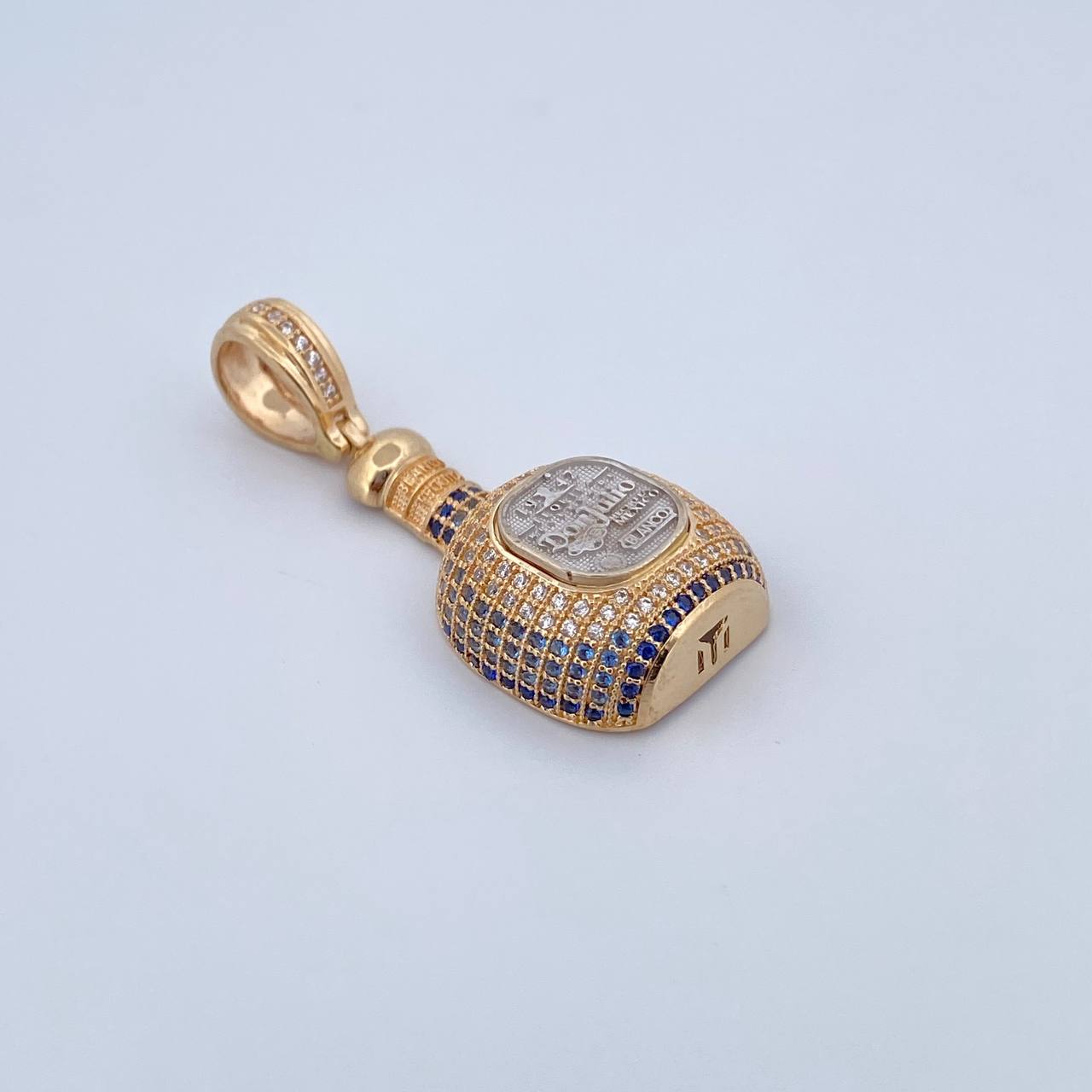 Dije Botella Don Julio 7.15gr / 4.3cm / Circones Azules Blancos Dos Oros Amarillo Blanco 18K &